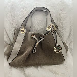 Michael Kors tan & white purse